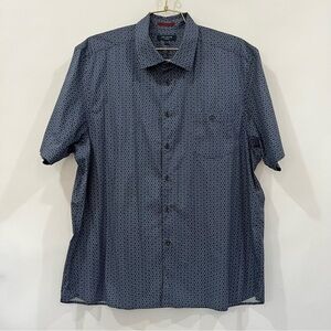 Ted Baker Blue Floral Shirt Button-Up Short Sleeve Navy Blue/White Size 7 (3XL)